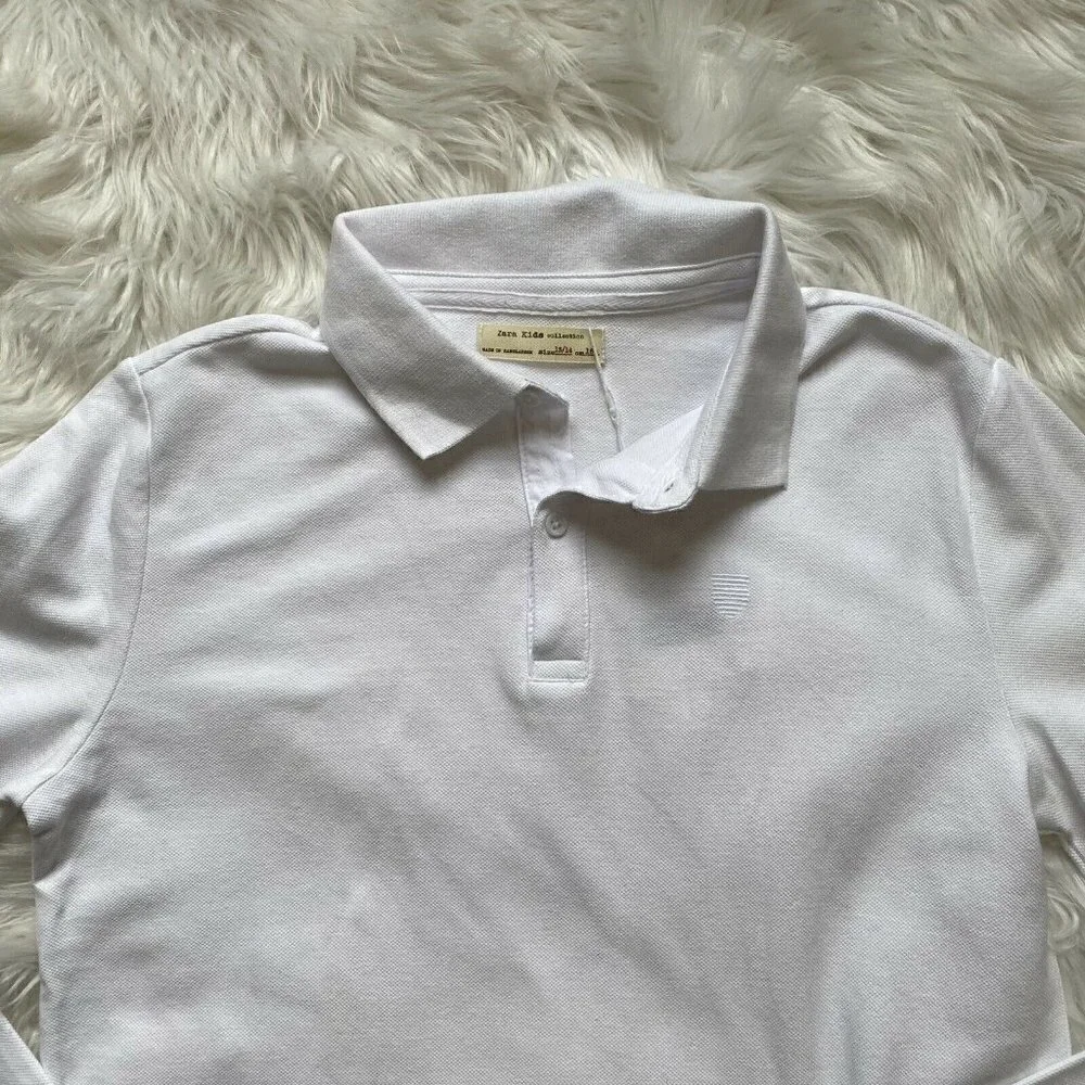 Zara Kids Collection White Polo Shirt Long Sleeves